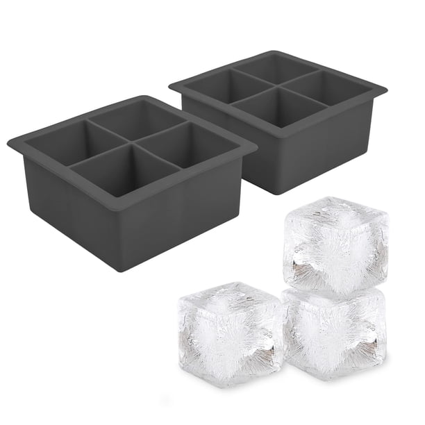 Juego de 2 bandejas para cubitos de hielo Tovolo Elements XL, silicona, carbón