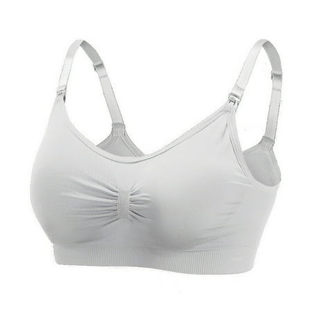 

Women Wireless Breastfeeding Bra Seamless Front Buckle Maternity Bra Pregnant Underwear Light Gray