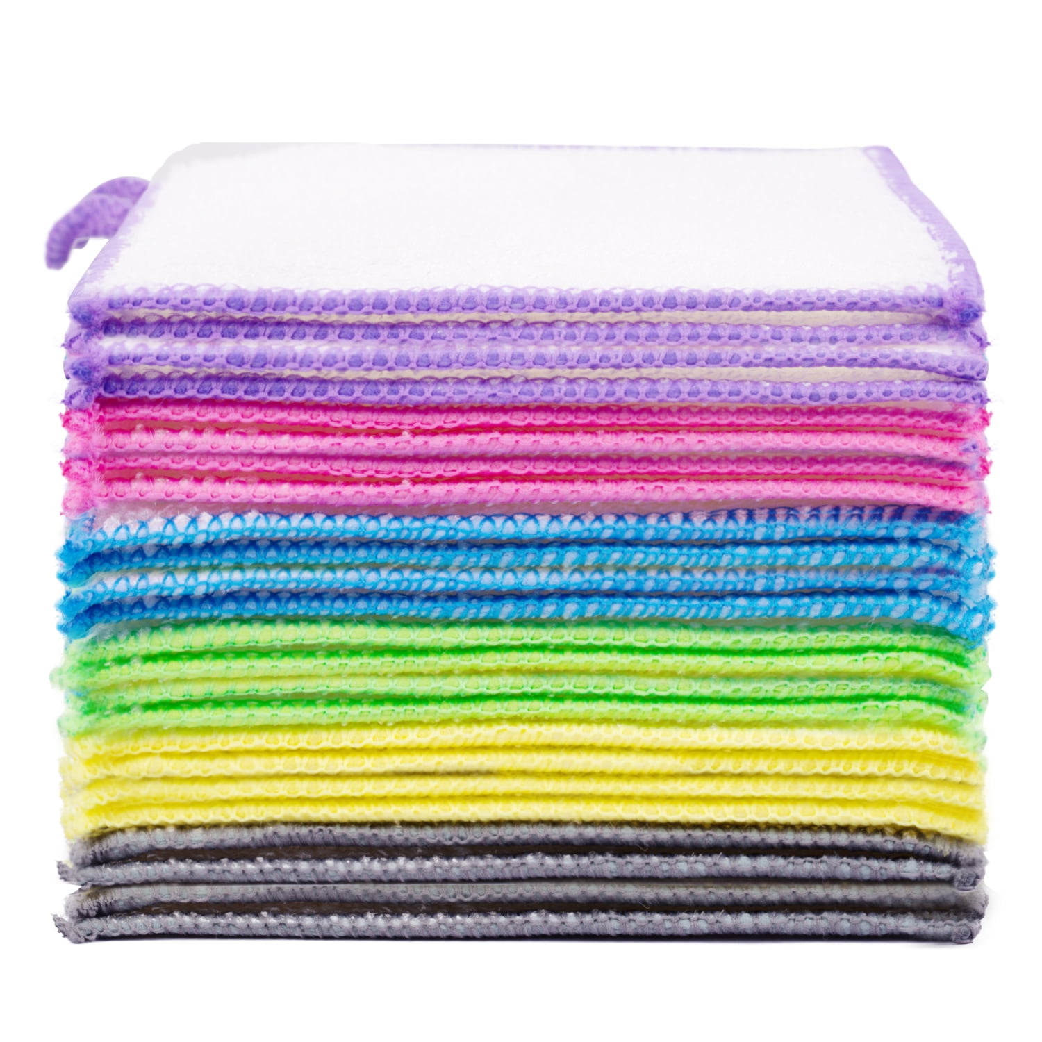 JEFFSUN Bamboo Dish Cloths for Washing Dishes, Multicolor Reusable Cleaning  Cloths Widely Use Waffle Wash Cloths for Kitchen, 12 Pack Super Absorbent