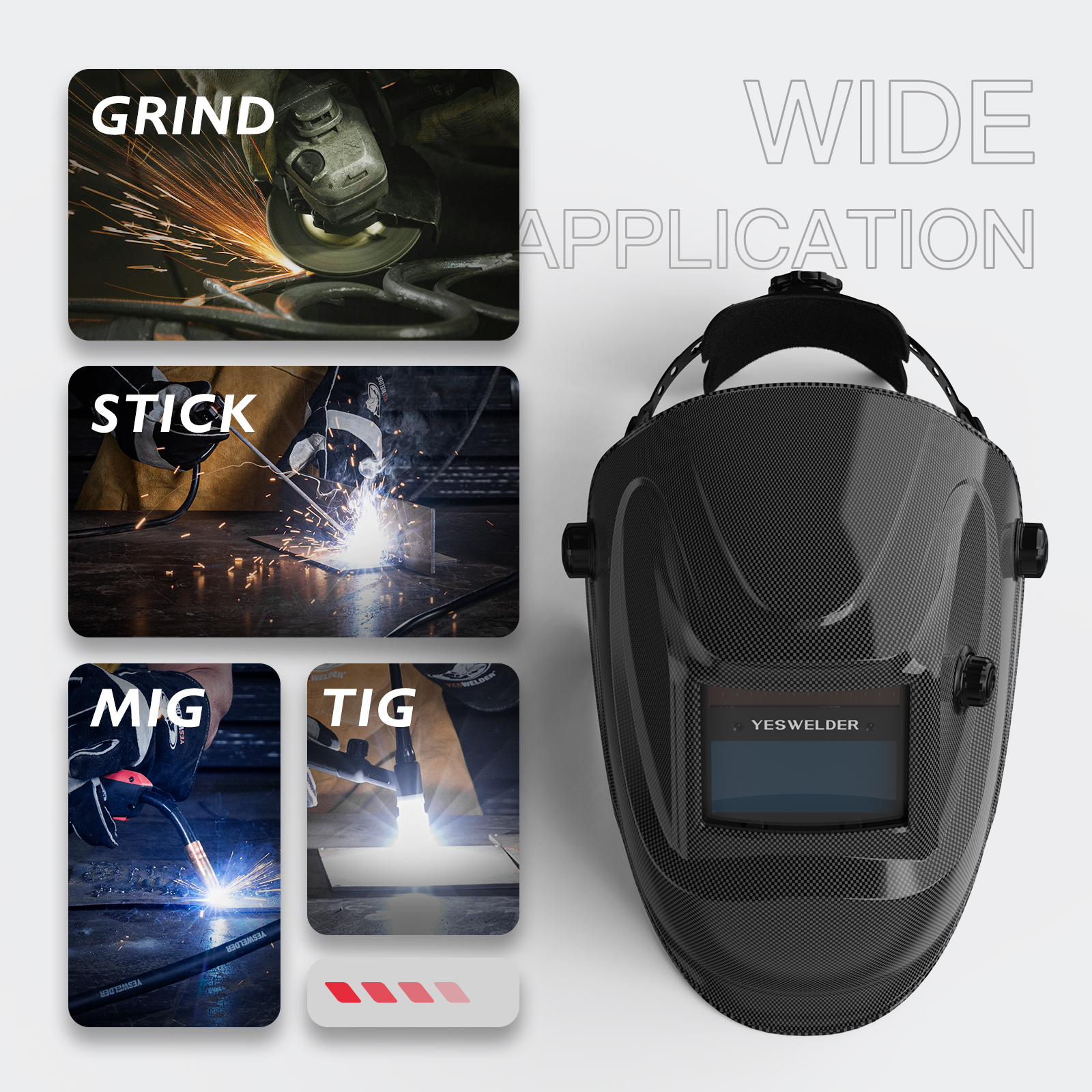 YesWelder Welding Helmet, True Color Auto Darkening Welding Mask, for Grind/Tig/Mig/Stick