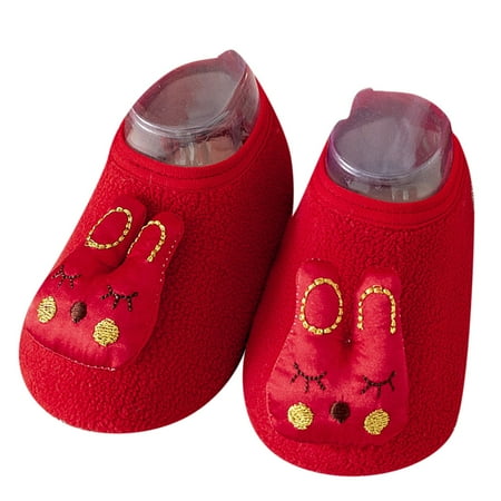 

XINSHIDE Shoes Autumn And Winter Boys And Girls Children Socks Shoes Non Slip Indoor Floor Baby Sports Shoes Warm And Comfortable Solid Color Red Cute Animal Pattern Casual Baby Shoes