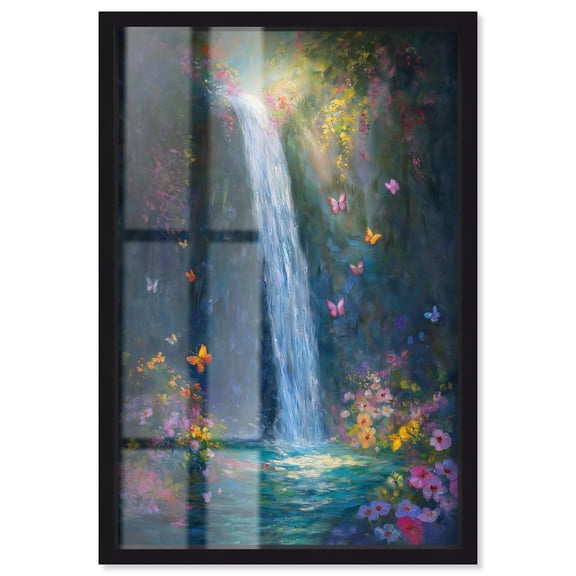 Hidden Falls II Shadowbox Print Nature Wall Decor by Art Remedy, Black Frame, 10 x 15