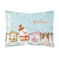 Merry Christmas Carolers Cavalier Spaniel Canvas Fabric Decorative Pillow