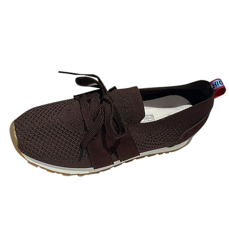 ZIZOCWA Running Slip On Mesh Sports Shoes for Women Working Lightweight Comfy Walking Shoes for Women Sneakers Womens Non Slip Work Shoes Brown Size37