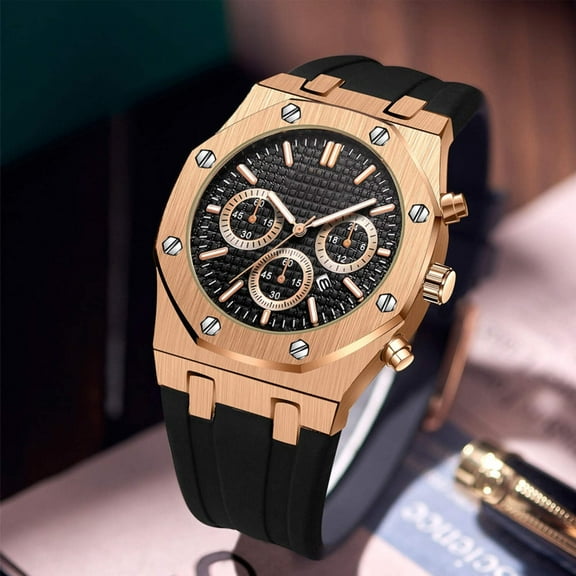 JoeytheJewelryNY Luxury rose gold Presidential watch black face rubber stainless steel high quality #6