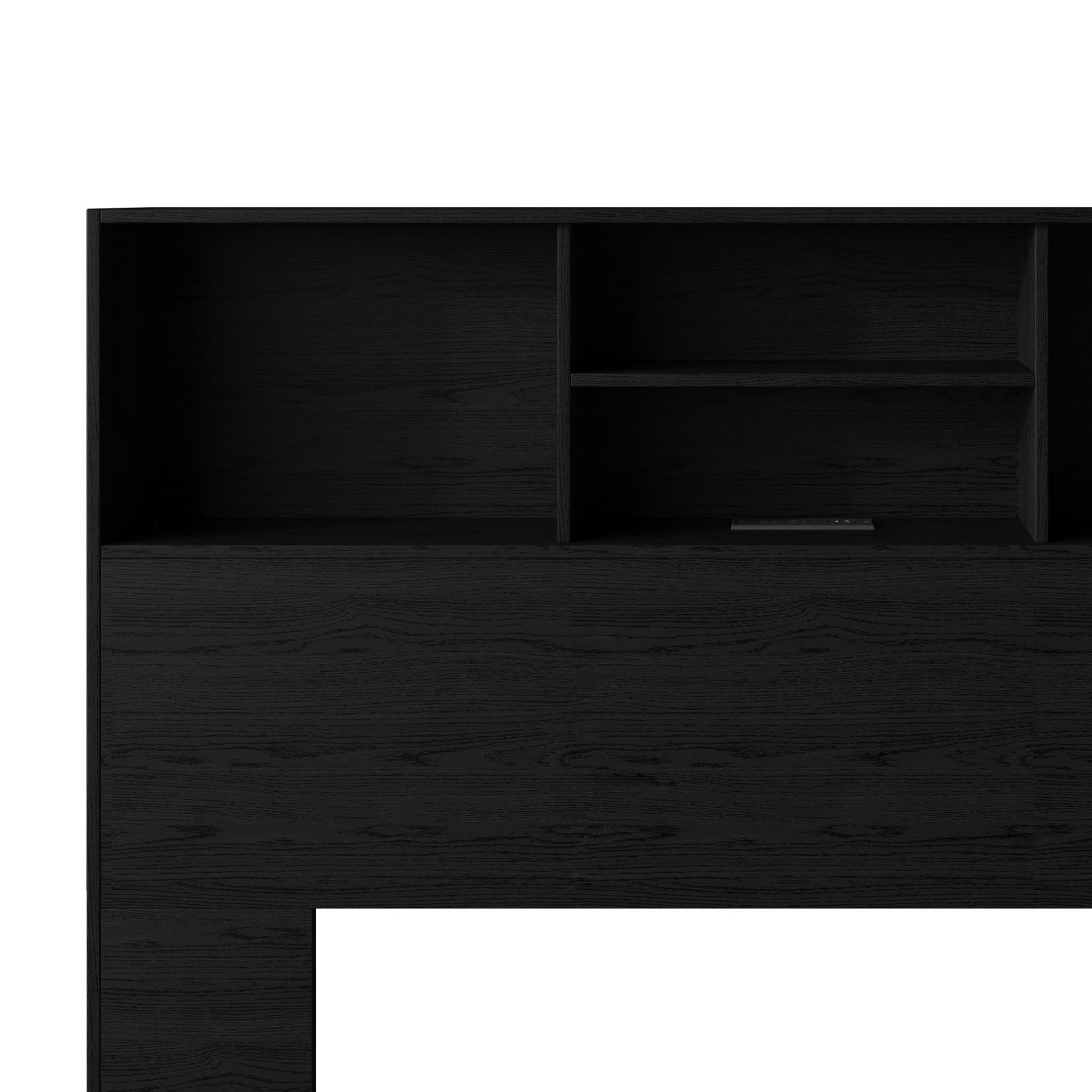 Home Design Pomona King Freestanding Bookcase Headboard with Storage Shelves & Built-In Power Outlet, Black