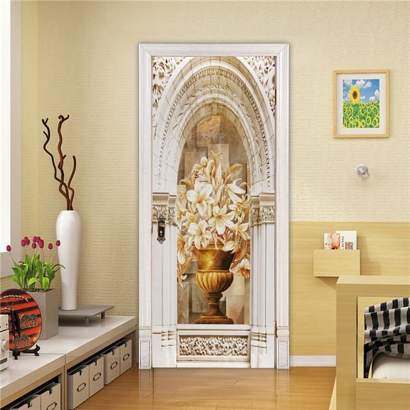 Arch Flower Wallpaper D Door Sticker DIY Self-Adhesive Home ration Mural Vinyl Poster Custom Wall St