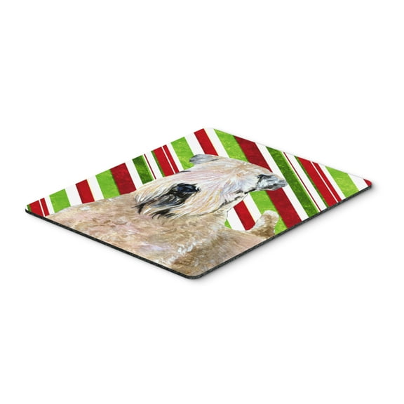 "Wheaten Terrier Soft Coated Candy Cane Holiday Christmas Mouse Pad Hot Pad or Trivet"