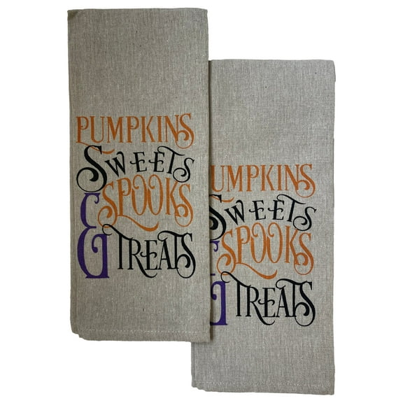 Boo Halloween Kitchen Towel Set with Spooks & Treats, 2 Cotton Dish Towels