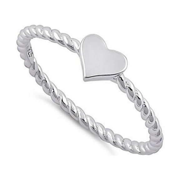 925 Sterling Silver Oxidized Platinum Plated Plain Heart Women Valentines Day Gifts Ring