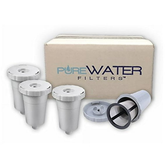 PureWater Filters Reusable Coffee Holder Basket and Filter Set for Keurig My K Cup, Gray, 3 Pack