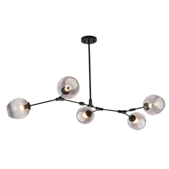 Bethel International Chandelier Black Metal & Glass
