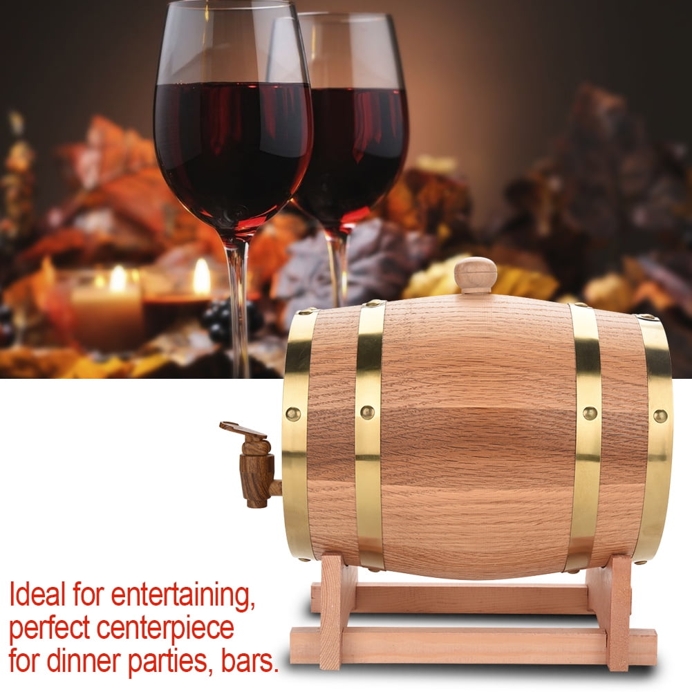 3L Oak Barrel Wooden Barrel for Storage Wine Whiskey Spirits Wine Barrel 