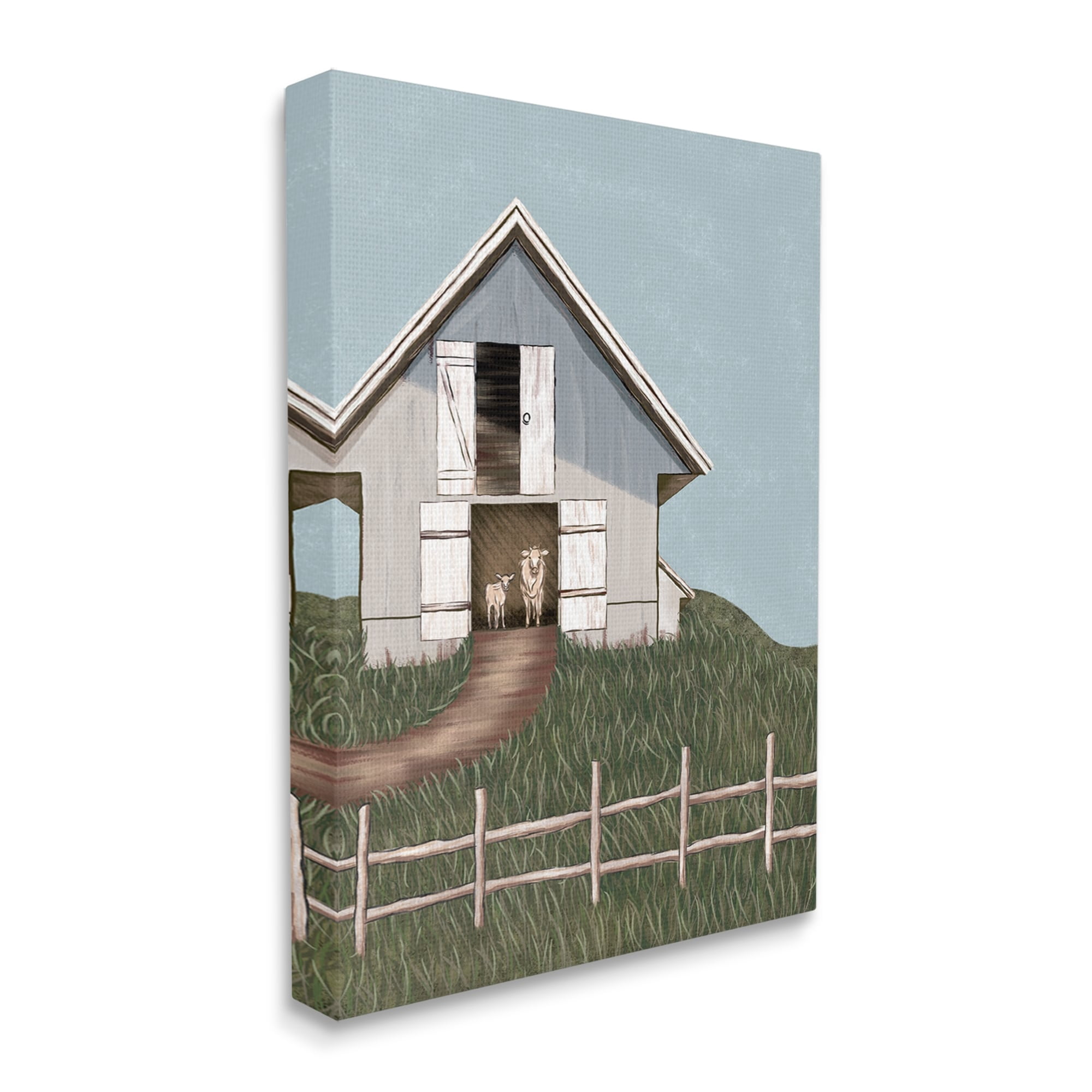 Stupell Industries Sheep In Barn Rural Farm Landscape Painting Gallery Wrapped Canvas Print Wall Art