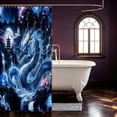 thumbnail image 3 of Manfei Traditional Eastern Dragon Animals Shower Curtain 72Wx72L,Flower Crane Bathroom Curtain,Navy, 3 of 5