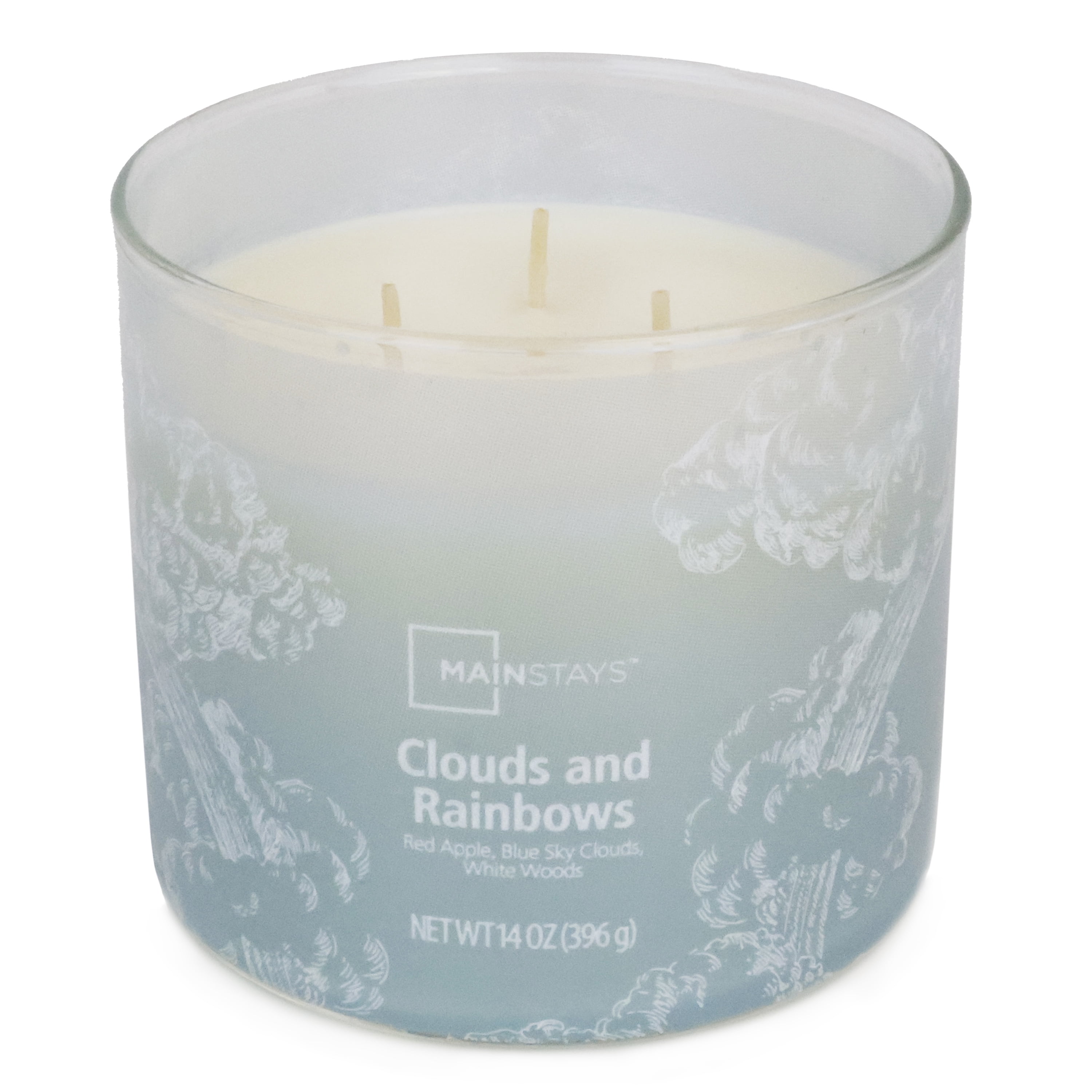 (4 pack) Mainstays 3-Wick Wrapped Clouds & Rainbows Scented Candle, 14 oz