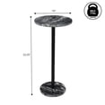 thumbnail image 3 of JONATHAN Y 10" x 22.25" Black Marble and Iron Drink Table, Contemporary Minimalist Round Pedestal Accent Side Table MTB1110B, 3 of 8