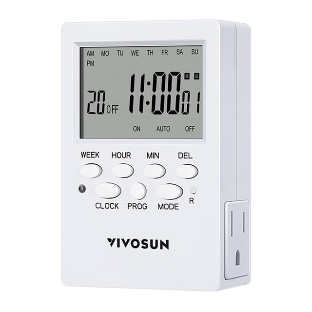 Temporizador digital programable VIVOSUN para 7 días con salida doble