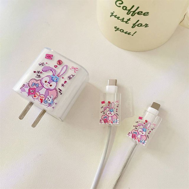 Carcasa Para cable USB Enchufe Cove Línea De Primavera Protector De Datos Tie Snoopy Love Frog Sailor Moon Pokemon Melody Lotso Bear Flores Kaws Suave TPU Cubierta Para iPhone Tipo C