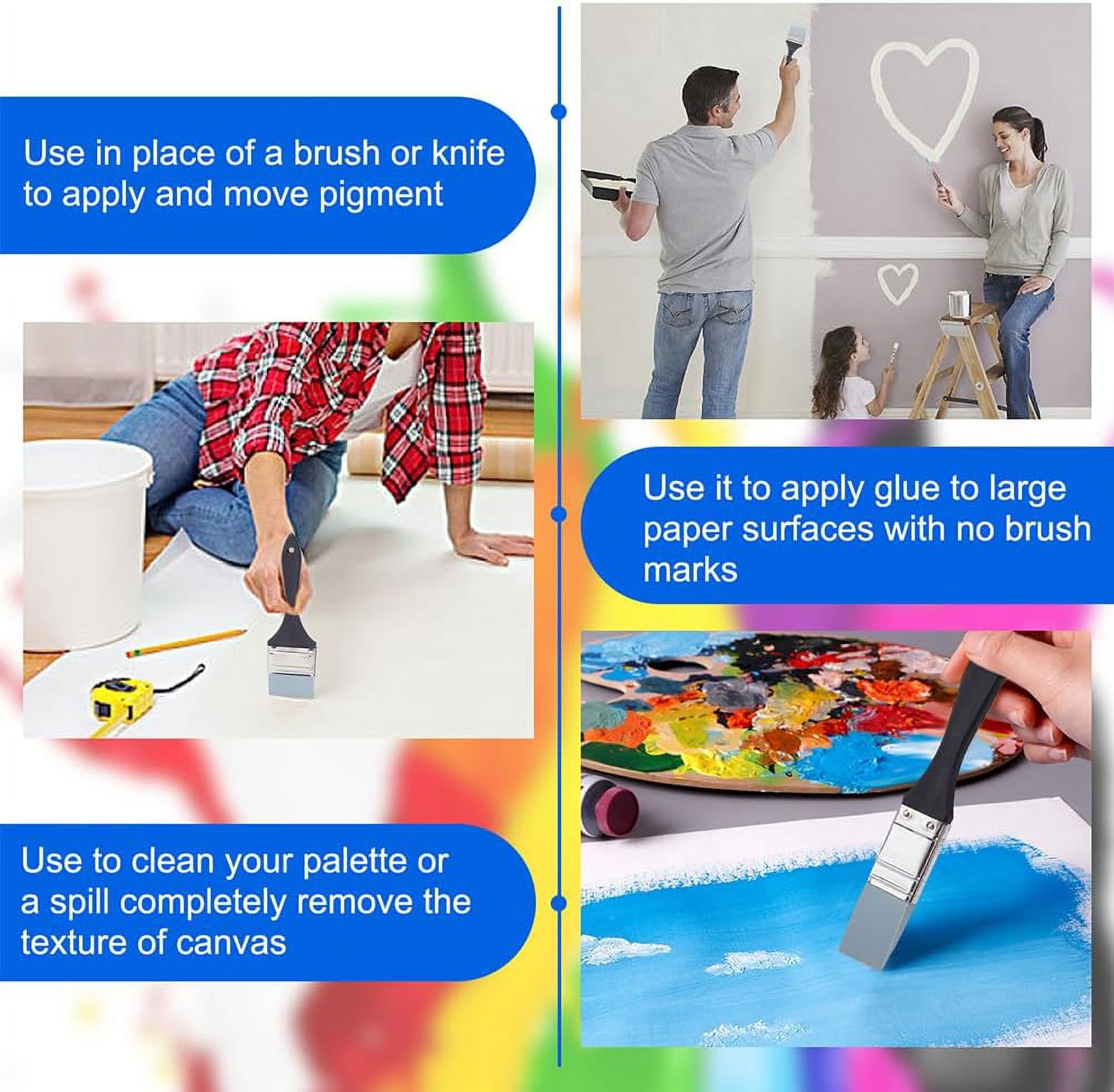 9Pcs Black Silicone Paint Brush Set with Wooden Handle Color Shaper Tool Water Based Painting Brush Mixed Color