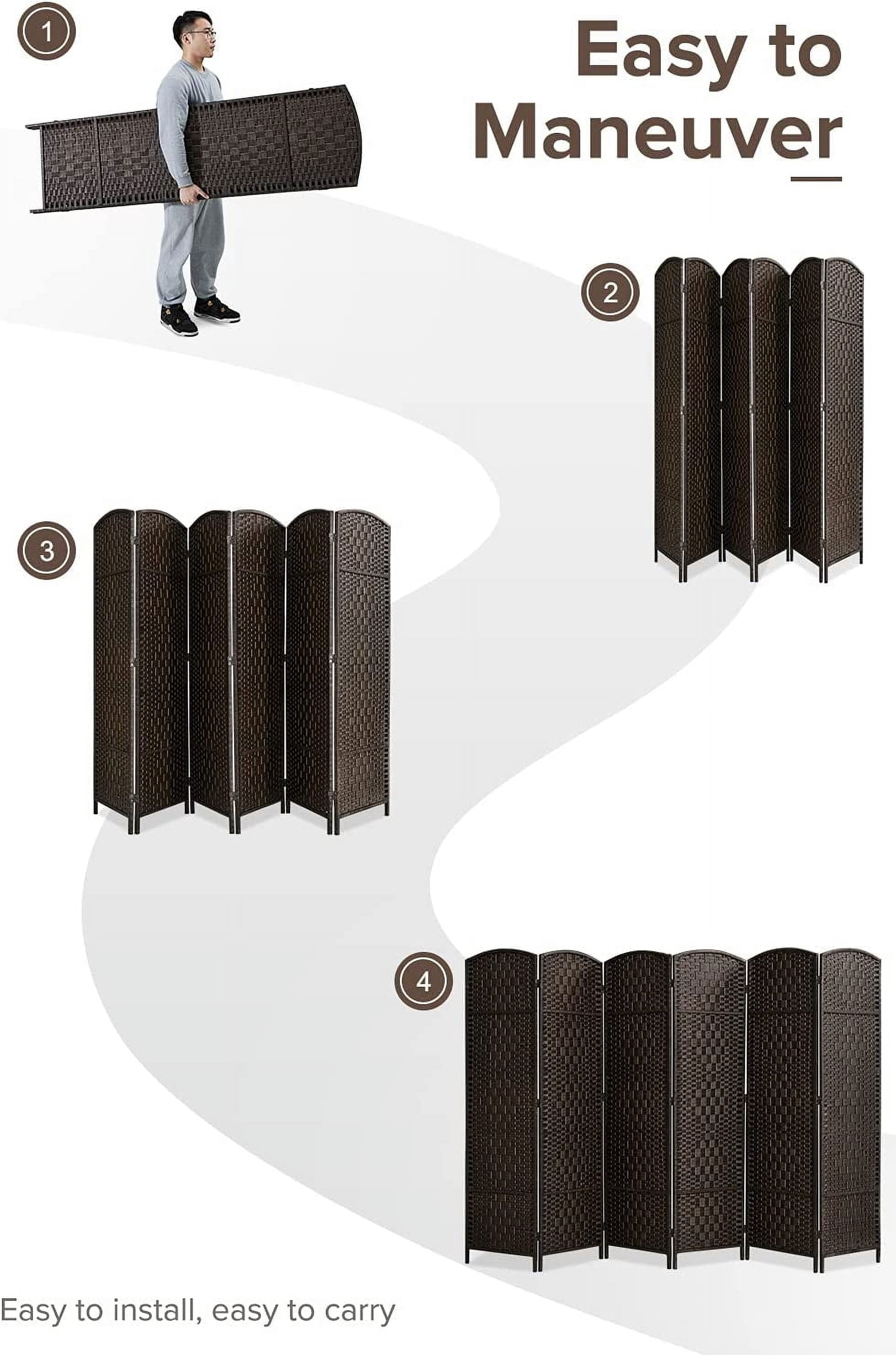 JOSTYLE Room Divider 6ft. Tall Extra Wide Extra Wide Privacy Screen, Folding Privacy Screens with Diamond Double-Weave Room dividers and Freestanding Room Dividers Privacy Screens (Espresso, 6-Panel)
