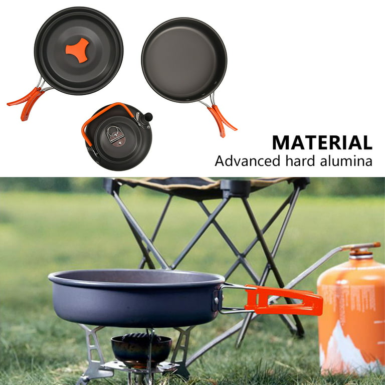 Camping Frying Pan Aluminum Portable Lightweight Hiking Skillet Camping  Cookware with Foldable Handle Camping Cooking Set