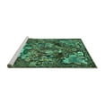 thumbnail image 2 of Ahgly Company Machine Washable Indoor Square Animal Turquoise Blue Traditional Area Rugs, 7' Square, 2 of 4