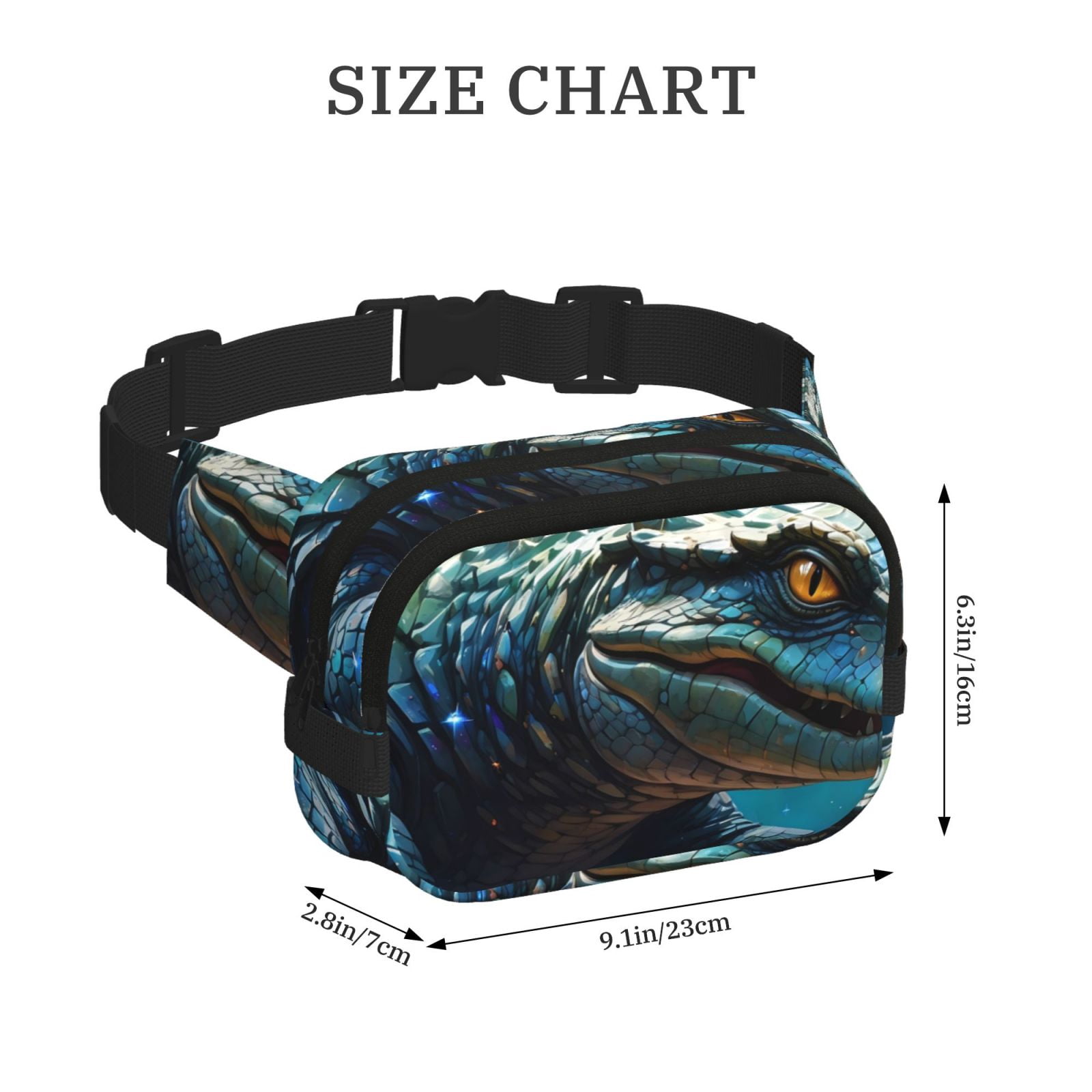Picia Starry Sky Colorful Crocodile A Print Square Double-Layer Waist Bag Mini Adjustable Waist Belt Bag Exercise Running Travel Hiking