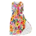 thumbnail image 2 of WFJCJPAF 2025 New Product Autumn Dresses for Women under $10 Plus Size,Women's Summer Printed Fashion Three-Quarter Sleeve Turndown Collar Dress - Orange S, 2 of 5