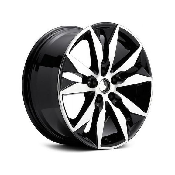 Aluminum Wheel - Machined and Black - 18 x 8.5 - 49mm Offset - 10 Spoke - 5 Lug - Compatible with 2016 - 2020 Chevy Malibu 2017 2018 2019 2021