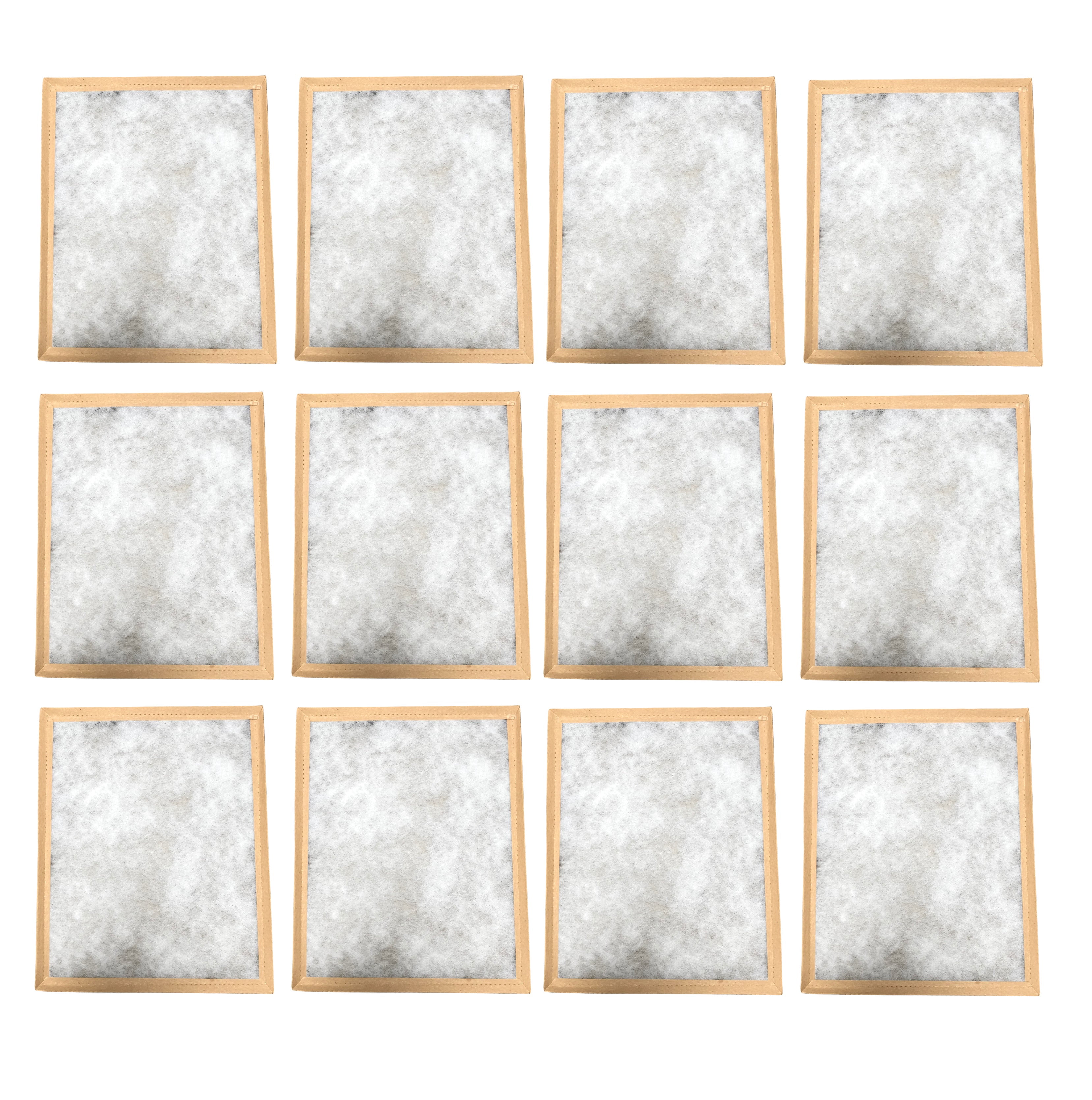 AquaNation 16x20x1 MERV 4 Polyester Fiberglass AC Furnace Air Filters, Disposable Throwaway Panel Filters, Clean Living Basic Dust (Lot of 12)