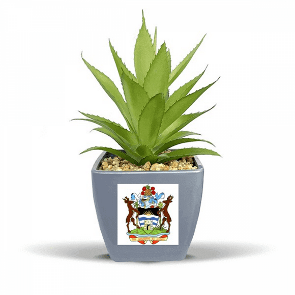 John's Antigua &amp; Barbuda Emblem Fake Pineapple Flower Pot Vase Mini Decor