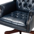 thumbnail image 6 of 14 Karat Home Vegan Leather Office Chair with Arms and High-Back, Height-adjustable Task Chair with 360-degree Metal Wheels, Navy, 6 of 10