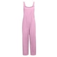 thumbnail image 4 of Women's Sleeveless Cotton Linen Overalls Rompers Baggy Wide Leg Jumpsuits Boho Jumpers Summer Outfits Pockets Bib Overalls, 4 of 6