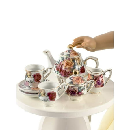 The Queen's Treasures Antique Rose Fine China Service for Two Tea Set, Kitchen Dish Accessory for 18