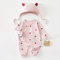 thumbnail image 2 of WUANDIXFA Newborn Dress Infant Clothes Cute Outfit Long Sleeve Romper Hat Baby Clothes Girl Gifts,Pink,4-7 Months, 2 of 6
