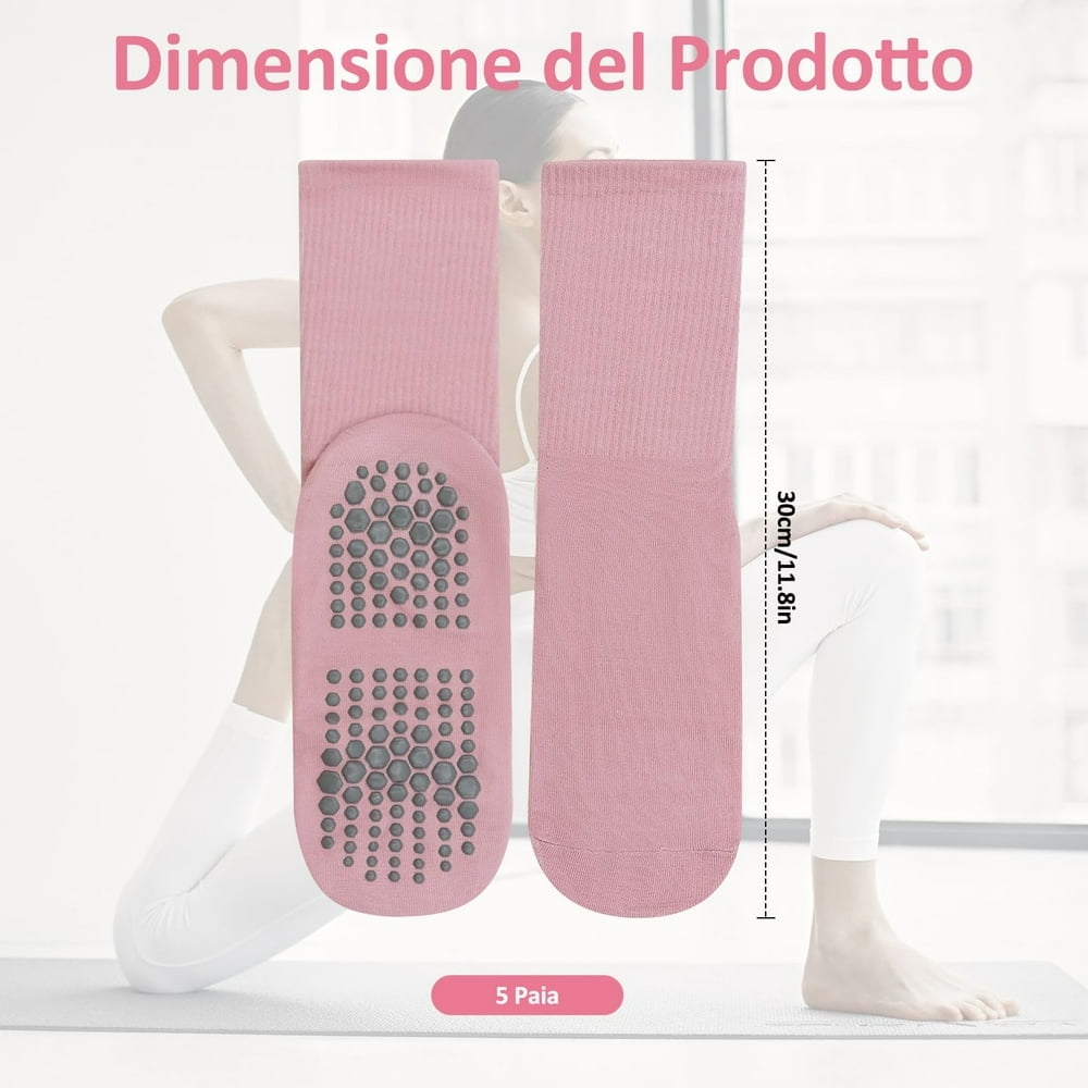 Calzini Presa Bianchi 4 Paia Di Calzini Per Pilates Con Grip - Antiscivolo Per Yoga E Allenamento Calze Yoga Con Grip - Foto 9
