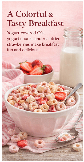 Trader Joe's Strawberry Yogurt Low Sodium O's Cereal 12oz 340g (2 Boxes)