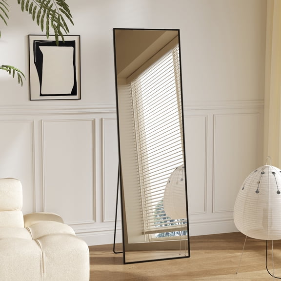JIOABL Rectangle Full Length Mirror 15"x56" Full Body Mirror Floor Mirrors, Black
