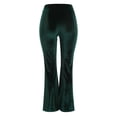 thumbnail image 5 of Arlun,Women's Oversized High Waisted Velvet Flared Pants Trendy Stretchy Solid Color Business Casual Trousers Ladies Elegant Elastic Waisted Baggy Lounge Joggers Green M, 5 of 5