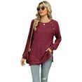 thumbnail image 1 of KYAIGUO T-Shirt Décontracté à Manches Longues pour Femmes Tunique Chandail en Molleton Hauts S-2TG Col Rond T-Shirts Blouses, 1 of 9