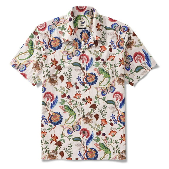 YIUME Men's Floral Hawaiian Shirt Short Sleeve Button Down Aloha Shirts for Vacation Party