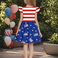 thumbnail image 4 of MKOSPLRT Robe de Fête Rouge Blanc Bleu Filles Manches Volantées Robe Drapeau Américain Col Ras du Cou Étoiles Rayé Robe Ligne A 2025 Chandail Patriotique Collection, 4 of 6