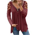 thumbnail image 2 of CEHVOM Womens Fashion Summer V-Neck Solid Color Long Sleeve Casual Blouse Tops, 2 of 6