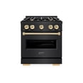 thumbnail image 2 of ZLINE Autograph Edition 30 in. 4.2 cu. ft. Classic Gas Range with 4 Burner Cooktop and Convection Gas Oven in Black Stainless Steel and Polished Gold Accents (CGRBZ-30-G), 2 of 2