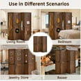 thumbnail image 3 of Aletheiawu 4 Panel Display with 16 Hooks, Wood Room Divider Wall, No Installation, Dark Brown, 3 of 9