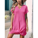 thumbnail image 4 of Vestido con Falda Protectora Solar, Informal, con Escote en V y , Color Rosa Rojo, Talla XXL, 4 of 6