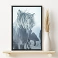 thumbnail image 2 of PixonSign Framed Canvas Print Wall Art Close-Up of Horse Walking Animals Wildlife Photography Modern Art Farmhouse/Country Ultra Blue and White for Living Room, Bedroom, Office - 16"x24" Black, 2 of 5