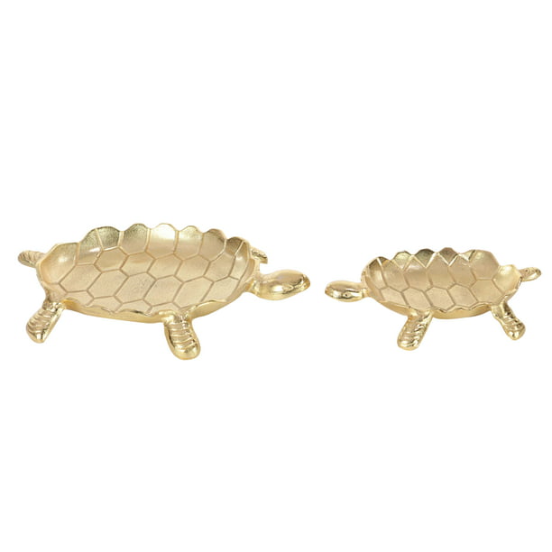 Decmode Set of 2 10 and 15 inch gold aluminum turtle dishes, Gold ...