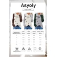 thumbnail image 2 of Asyoly Womens Asymmetric Button Decoration Turtleneck Sweater Long Sleeve Color Block Chunky Knitted Pullover Casual Loose Jumper Winter Tops, 2 of 6